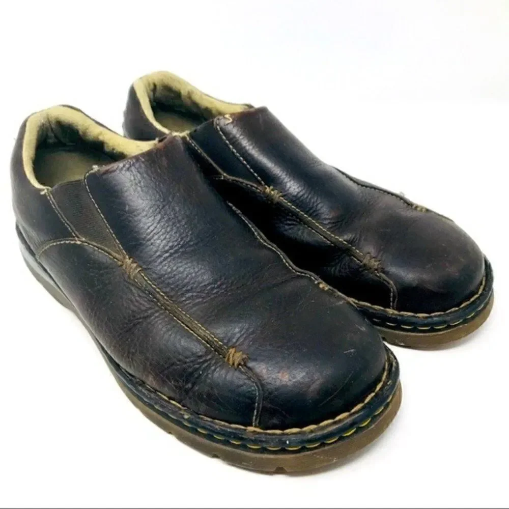 Dr Martens vintage brown leather slide on loafers 11 M